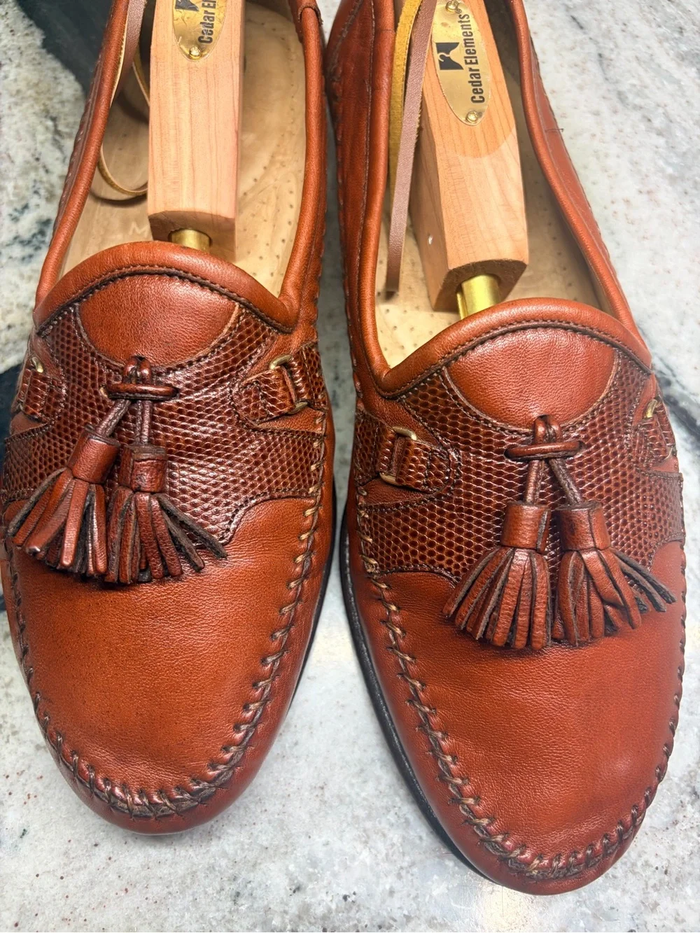 Santoni Genuine Reptile Leather Tassel Loafers Women’s 8 Italy Luxury